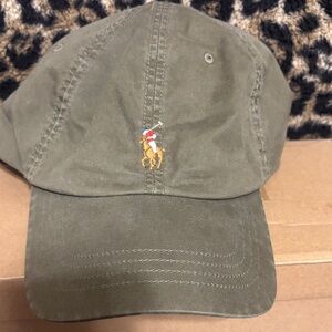 Ralph Lauren Khaki Polo Cap with White Embroidery